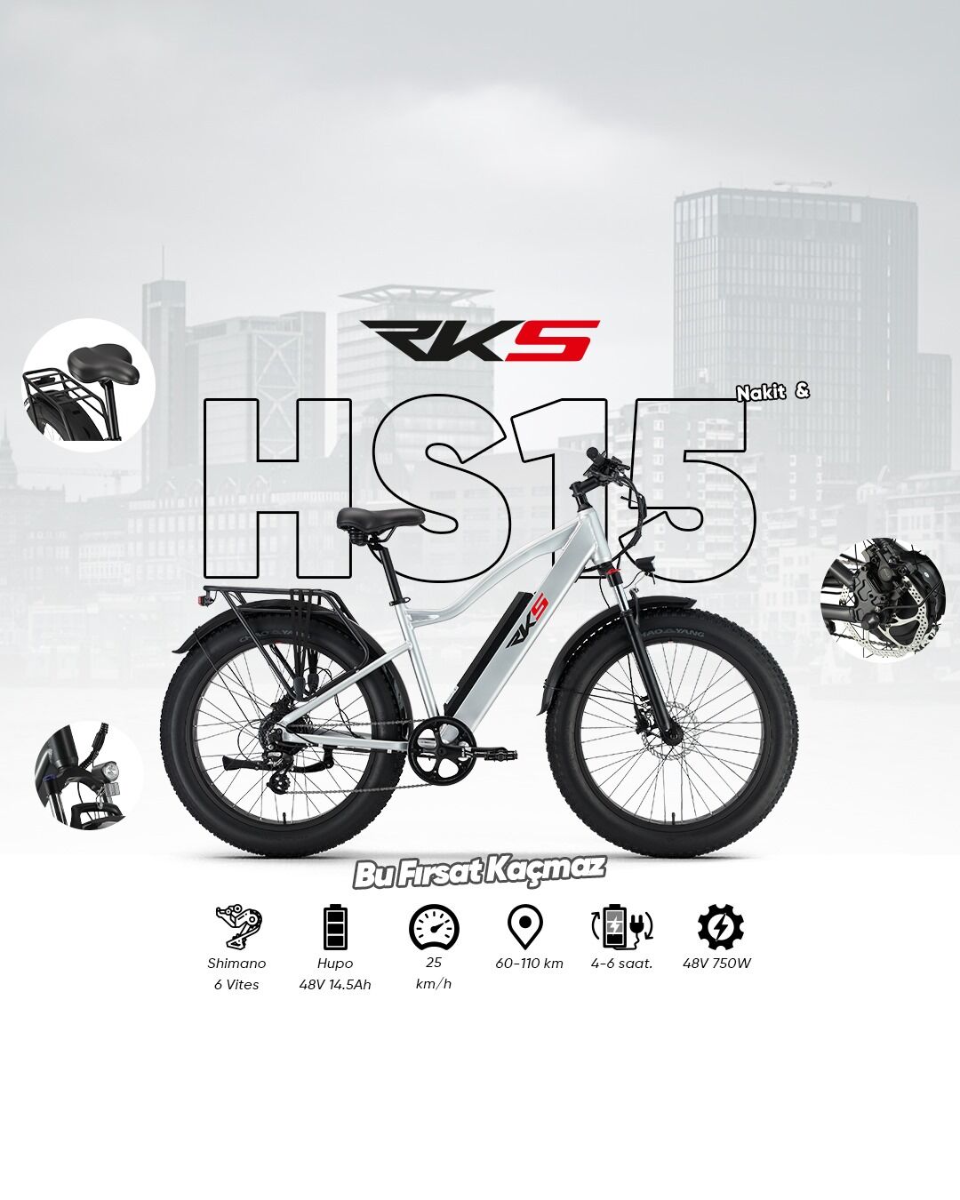 RKS HS15 ELEKTRİKLİ BİSİKLET